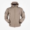 Chaqueta táctica térmica para hombre, impermeable a prueba de viento, elaborada en nylon, drytec y cotton con capucha e impermeable, consta de dos bolsillos frontales y uno posterior y tres en los brazos, ideal para camping, senderismo o paseo de calle. No incluye parches